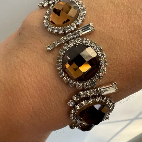 Sparkly Amber Rhinestone Bracelet - Picture 4 of 5